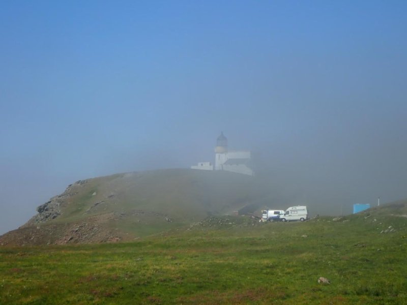 Stoer Head lighthouse in and out of the coastal fog